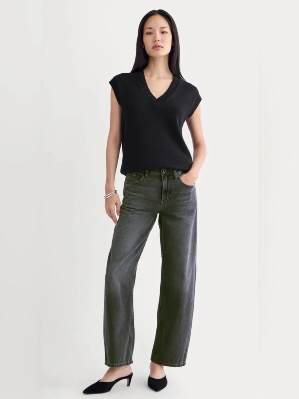 New Everlane LOOSE CURVE JEAN Washed Black Size 31